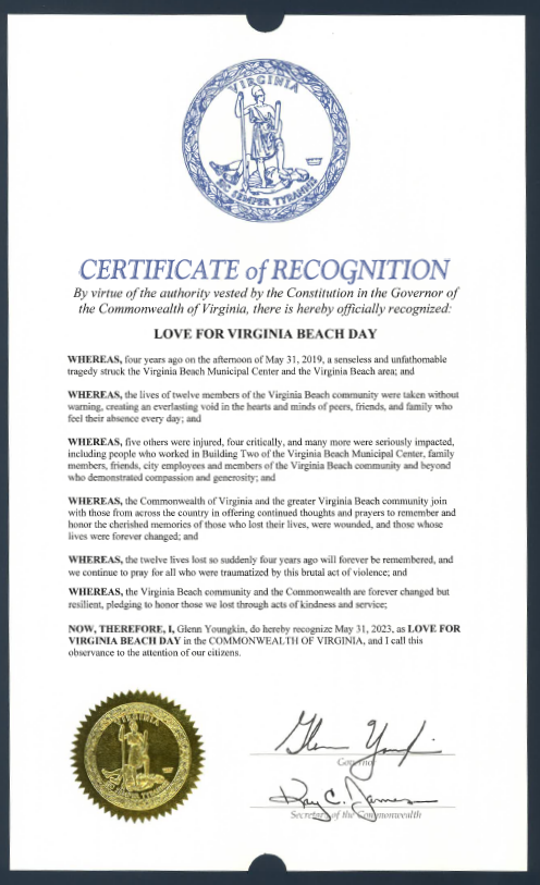 Governor Recognition of May 31